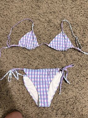 Cotton On Purple & White Gingham Tie-Side Bikini